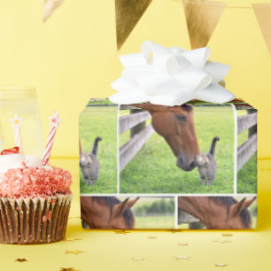 Farm Horse with Tabby Cat Wrapping Paper