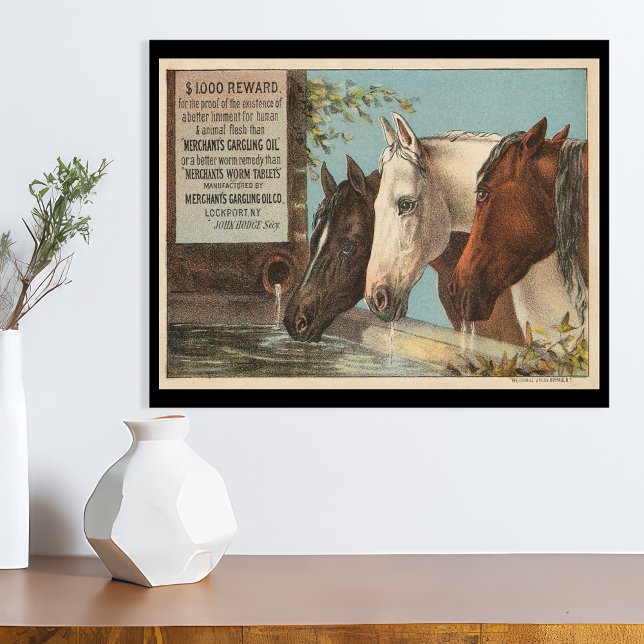 Farm Horses Drinking Water Advertisement Ephemera Poster (Creator Uploaded)
