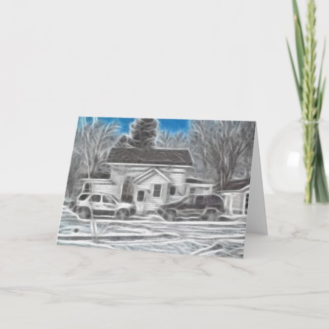 Farm House 3 Enhanced Oil Holiday Card (Front)
