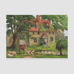 Farm House And Country Garden Tissue Paper