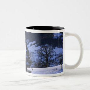 Farm house and Mount Rigi and Pilatus, Two-Tone Coffee Mug