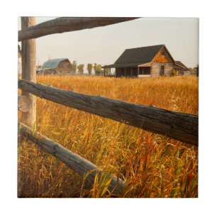 Farm House And Rail Fence In Grand Teton Tile
