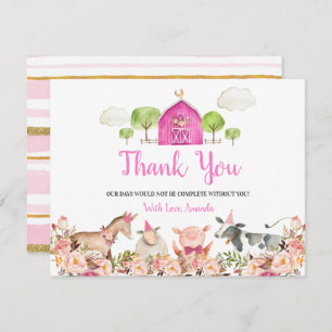 Farm House Animals Barnyard 1st Birthday Thank You
