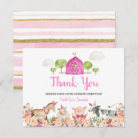 Farm House Animals Barnyard 1st Birthday Thank You