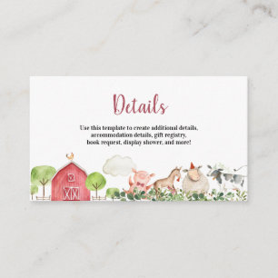Farm House Animals Barnyard Details Card
