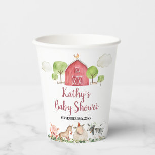 Farm House Animals Barnyard Greenery White Paper Paper Cups