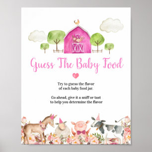 Farm House Animals Barnyard Guess the Baby Food Poster