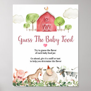 Farm House Animals Barnyard Guess the Baby Food Poster