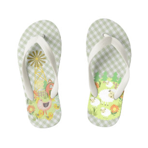 Farm House Buffalo Plaid. Kid's Flip Flops