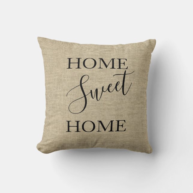 Farm house Home sweet home faux burlap Cushion (Front)