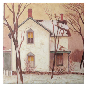 Farm House Painting by Canadian Artist A J Casson Ceramic Tile