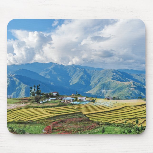 Farm in Bhutan eastern mountains - Himalaya Mouse Pad (Front)
