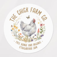 Farm Jar Label Mason Jar Lid Watercolor Grey Hen
