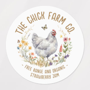 Farm Jar Label Mason Jar Lid Watercolor Grey Hen