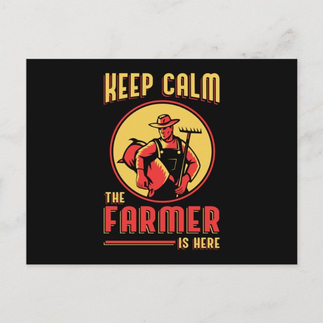 Farm Keep Calm Farmer Farming Tractor Funny Gift Postcard (Front)