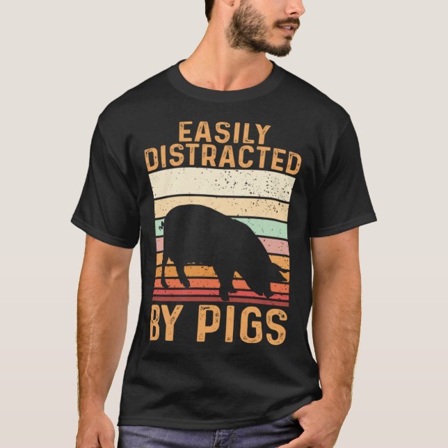 Farm Kids Piglet Easily Distracted By Pigs T-Shirt (Front)