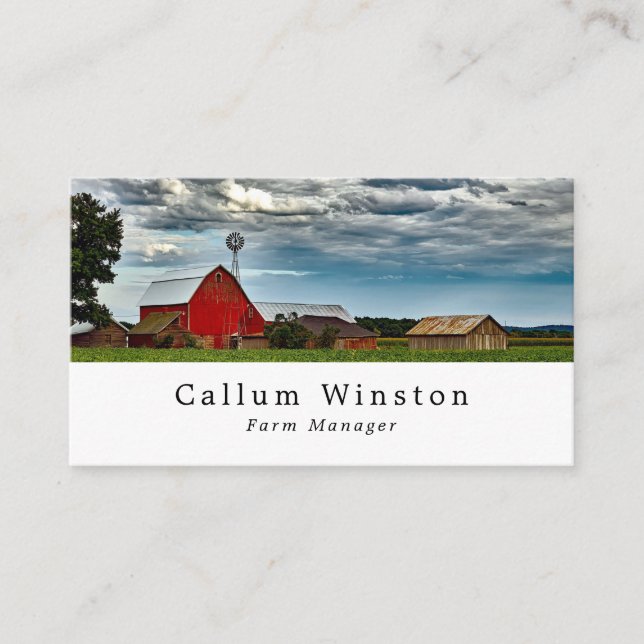 Farm Landscape, Farmer & Butcher Business Card (Front)