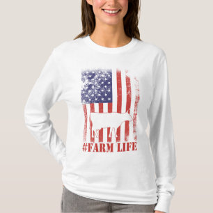 Farm Life American Flag & Cow T-Shirt