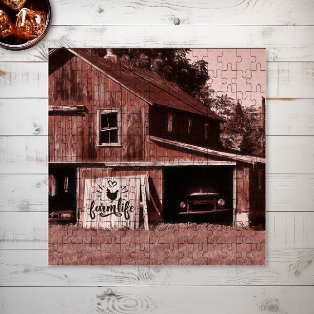Farm Life Antique Red Barn Jigsaw Puzzle (Creator Uploaded)