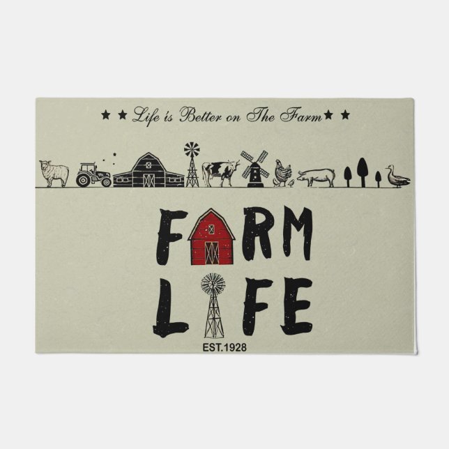 Farm Life Doormat, Farming Funny Outdoor Mat (Front)