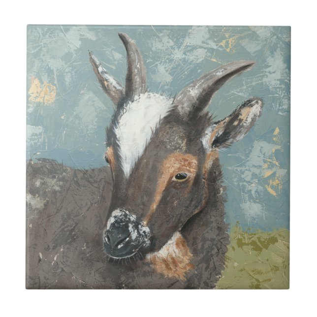 Farm Life-Grey Goat Ceramic Tile (Front)