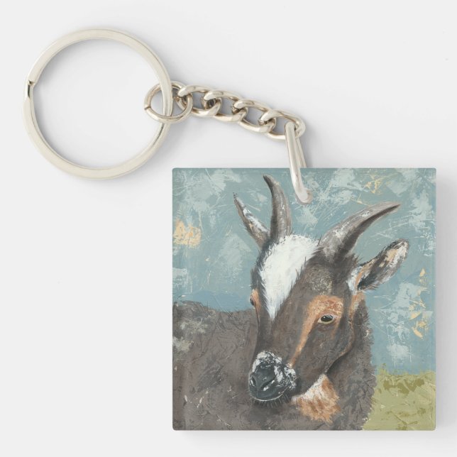 Farm Life-Grey Goat Key Ring (Front)