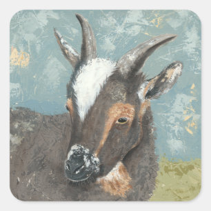 Farm Life-Grey Goat Square Sticker