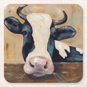 Farm Life - Gunther the Cow Square Paper Coaster