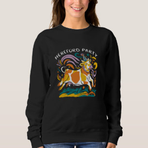 Farm Life Hereford Rancher  Cattle Lover Design Sweatshirt