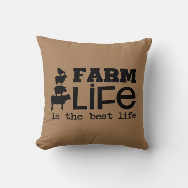 Farm Life Is The Best Life with Farm Animals Cushion (Front)