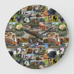 Farm Life Photo Collage, Large Clock