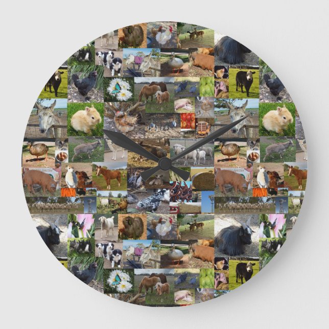 Farm Life Photo Collage,   Large Clock (Front)