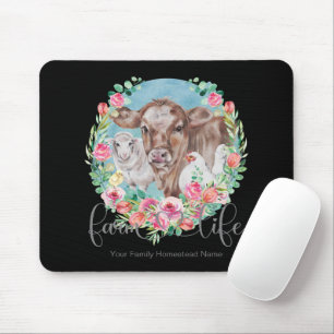 Farm Life Quote Family Homestead Chicken Cow Lamb  Mouse Pad