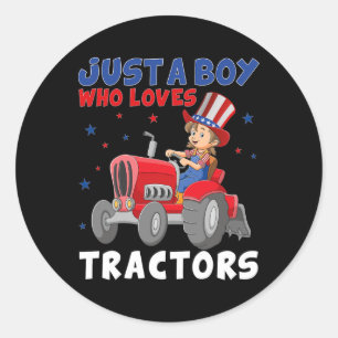 Farm Lifestyle 4th July Just A Boy Who Loves Tract Classic Round Sticker