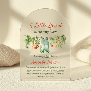 Farm Little Sprout Clothesline Baby Shower Arch Acrylic Invitations