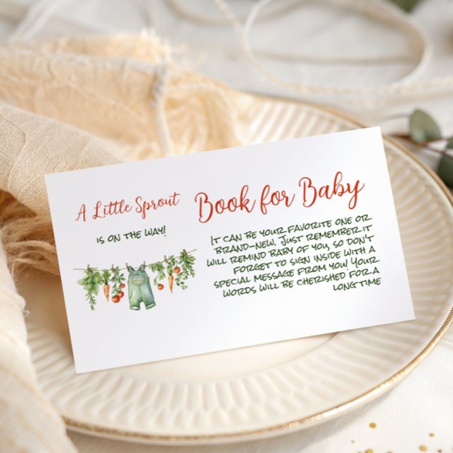 Farm Little Sprout Clothesline Book Baby Shower Enclosure Card (Creator Uploaded)