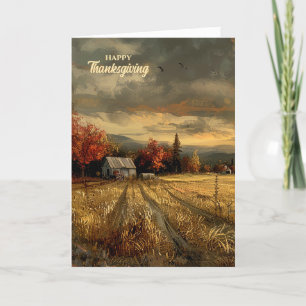 Farm Living Autumn Country Thanksgiving Holiday Card