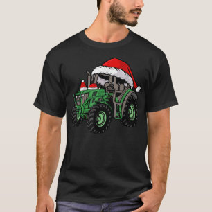 Farm Lover Tractor Santa Hat Christmas Farmer Fami T-Shirt
