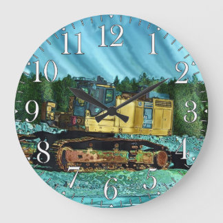 Farm Machinery, Tractor, Back-Hoe, Farm Vehicle Large Clock