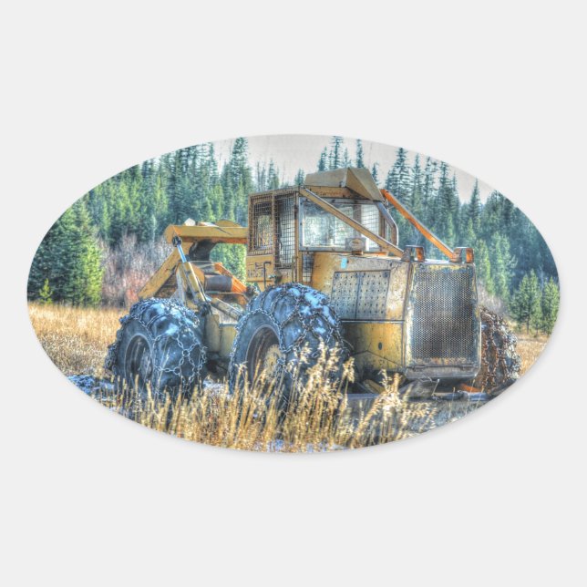 Farm Machinery, Tractor, Back-Hoe, Farm Vehicle Oval Sticker (Front)
