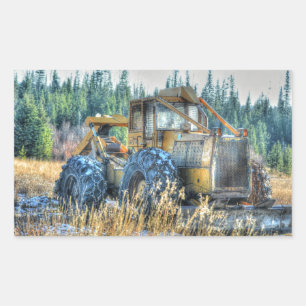 Farm Machinery, Tractor, Back-Hoe, Farm Vehicle Rectangular Sticker