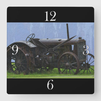 Farm Machinery, Tractor, Back-Hoe, Farm Vehicle Square Wall Clock