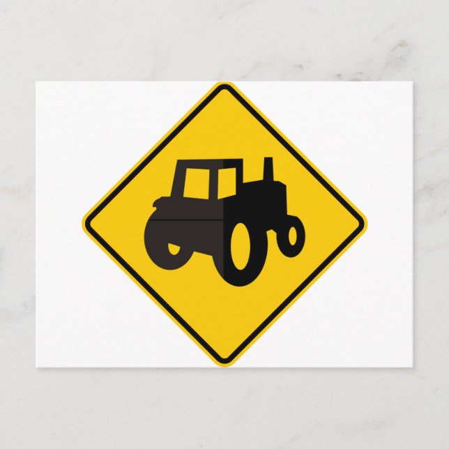 Farm Machinery Traffic Highway Sign Postcard (Front)