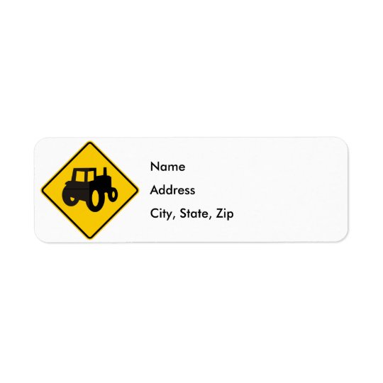 Farm Machinery Traffic Highway Sign Return Address Label