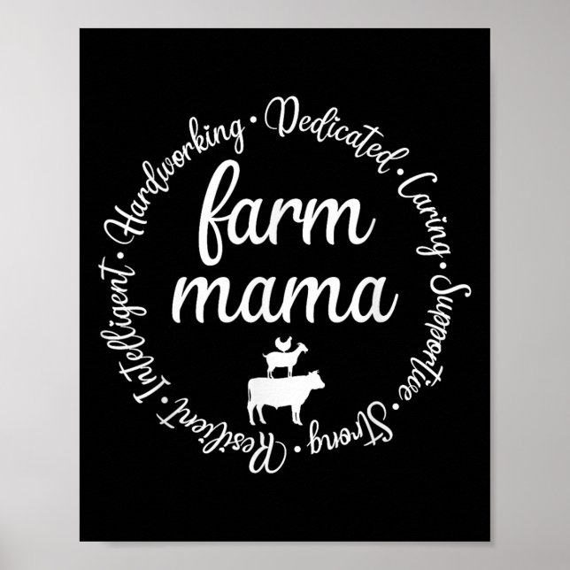 Farm Mama Hardworking Dedicated Goat Chicken G Cow Poster (Front)