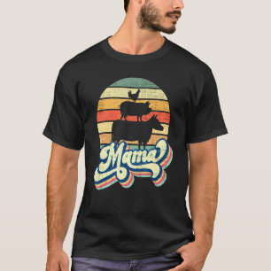 Farm Mama Vintage Retro 70s Cow Pig Chicken Silhou T-Shirt