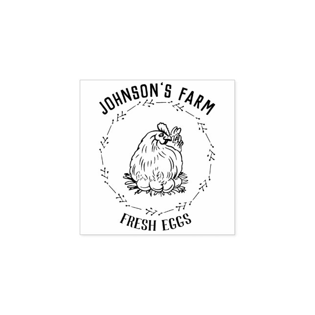 Farm Name, Hen | Fresh Eggs | Egg Carton Stamp (Imprint)