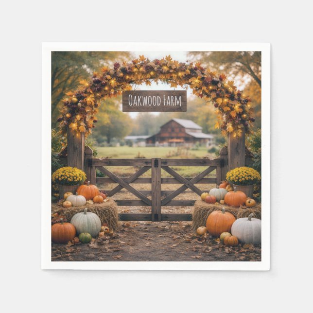 Farm Name on Autumn Gate Napkin (Front)