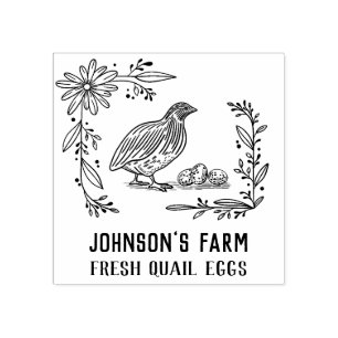 Farm Name Wreath Quail Eggs Carton Stamp