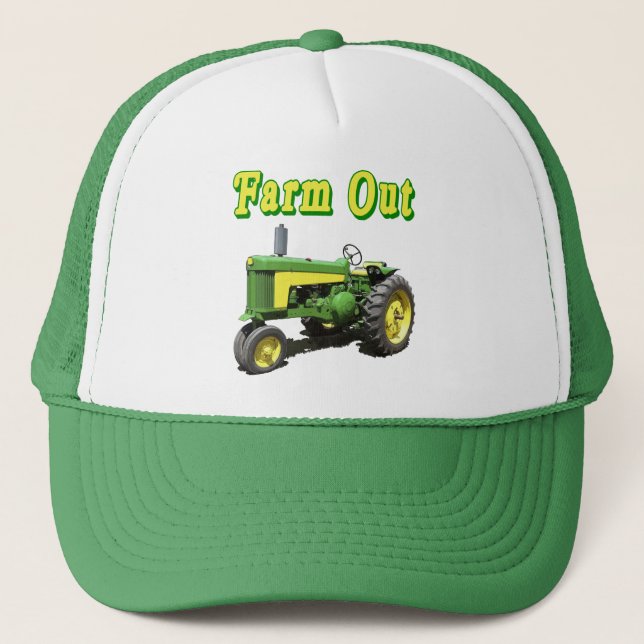 Farm Out Vintage Tractor Trucker Hat (Front)
